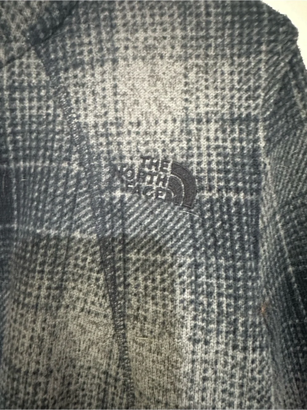 The North Face Women's Grey Plaid Full-Zip Fleece Jacket